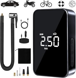 Pompa Elettrica Per Bici Da 150 PSI, Gonfiatore Per Pneumatici Per Auto Batteria Da 2000 Mah Compressore Daria Ricaricabile Spegnimento Automatico Con Presta E Schrader Per Auto Moto Biciclette 85438655 - 7