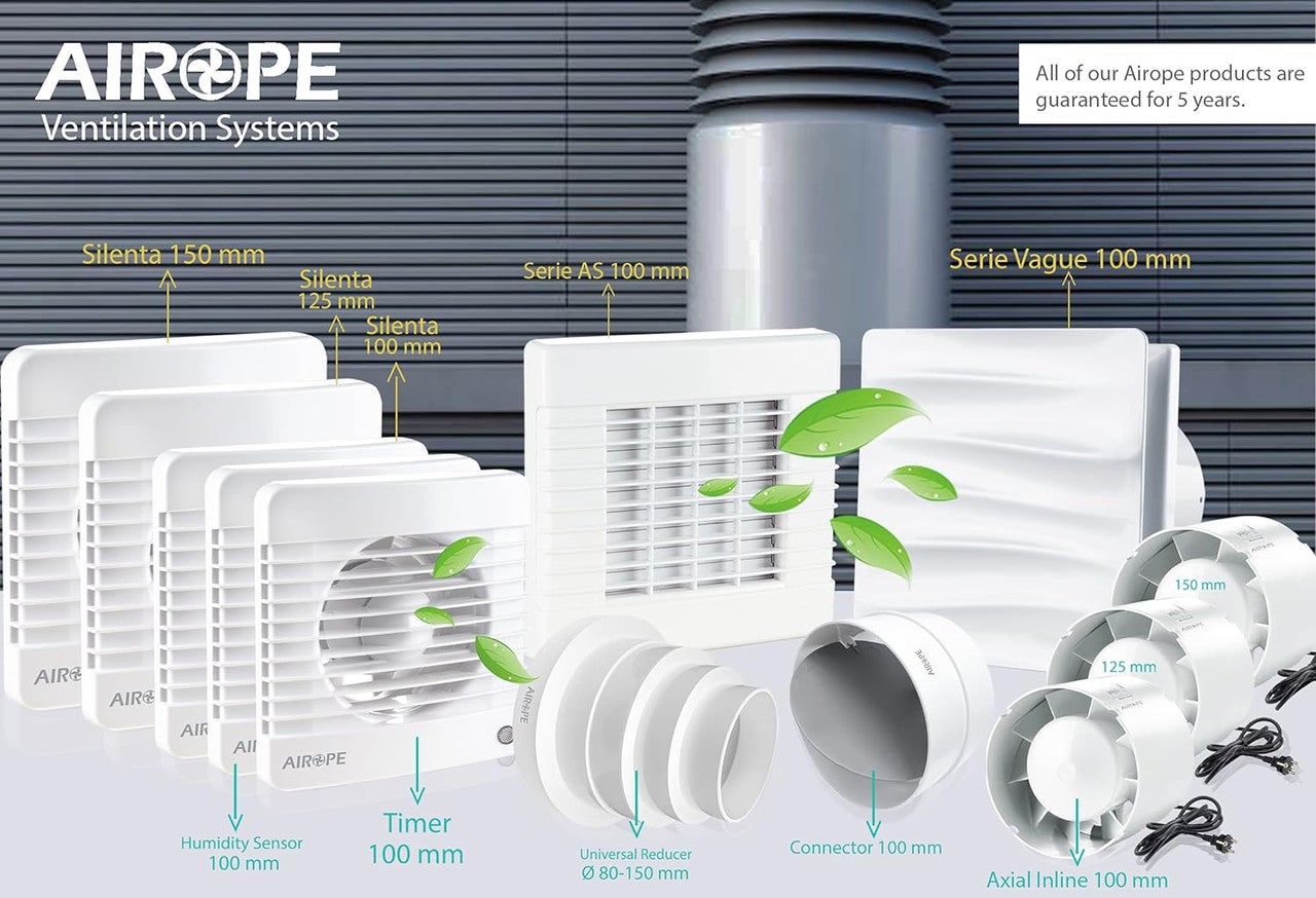 125 mm Ventilateur, Extracteur d'air avec Clapet anti-retour + Moustiquaire intégré,9.1 W,dB(A) 31,VMC pour salle de bain,cuisine,bureau,WC - 7