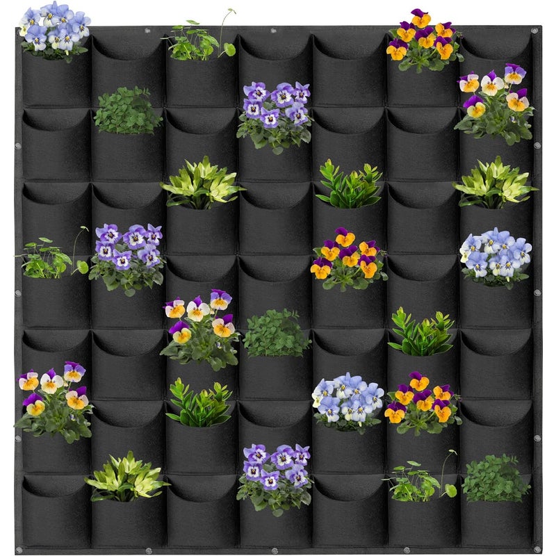 49 kieszeniowych worków do uprawy roślin, worków do przechowywania roślin (1 m×1 m, czarne)