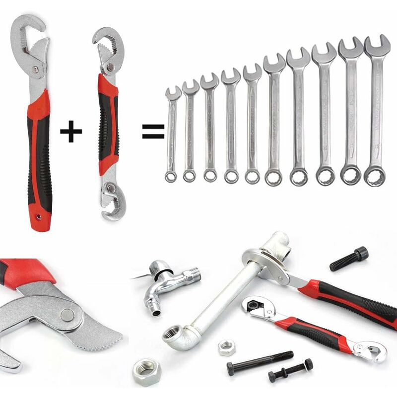 2 Pièce Clés à Molette,Universelles Clés Réglables Serre-Ecrou,Multifonctionnelles Clés,Avec Grande Ouverture 8-22 mm - 3