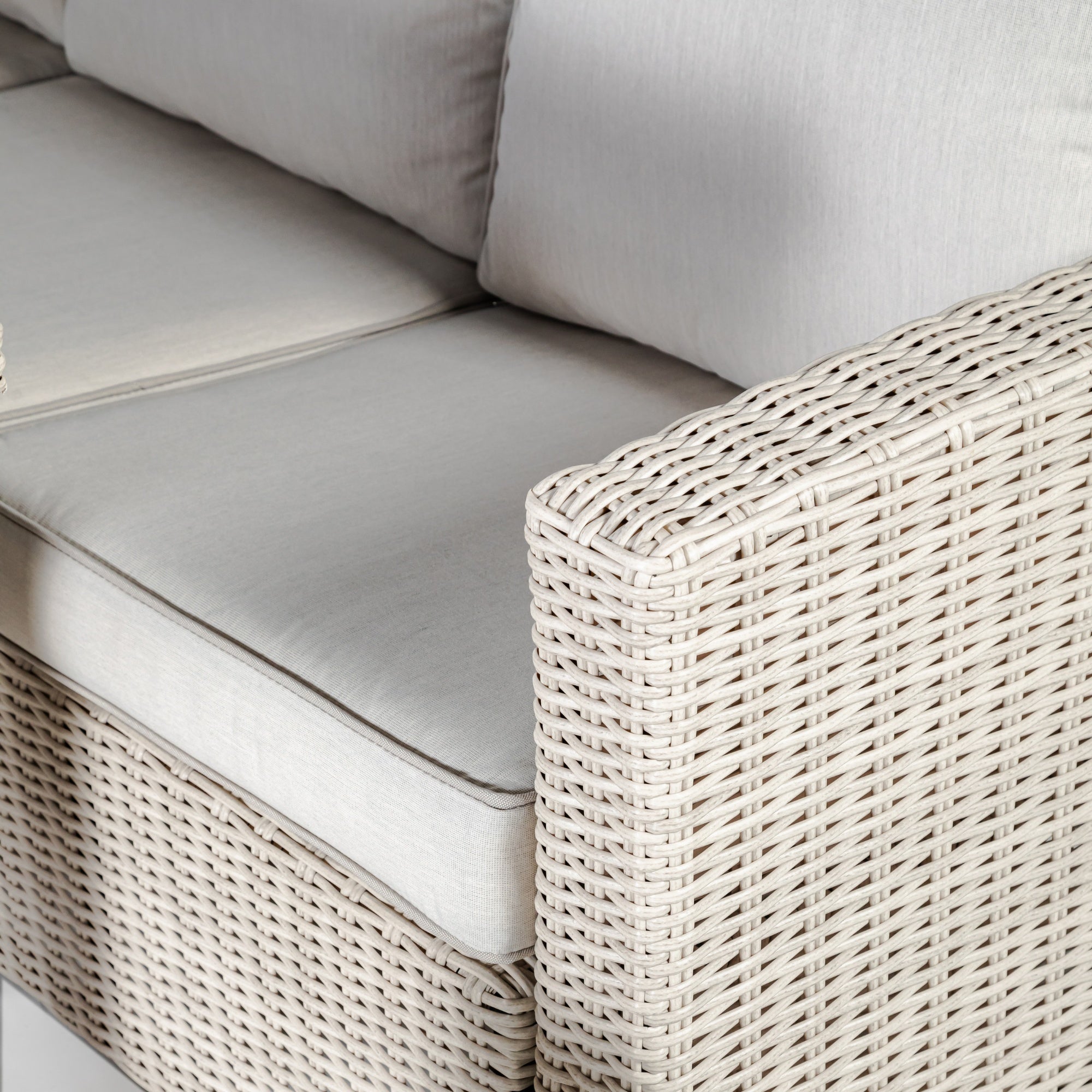 Conjunto de jardín Bonn 9 plazas en ratán sintético gris perla con sofá, sillones, mesa y 1 banqueta - 3