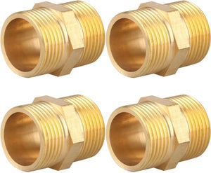 4 Pièces Double Mamelon Laiton 1/2 Pouce – Raccord Filetage Mâle Hexagonal – Pour Chauffage, Plomberie, Installation Eau – Diamètre 20,6 Mm