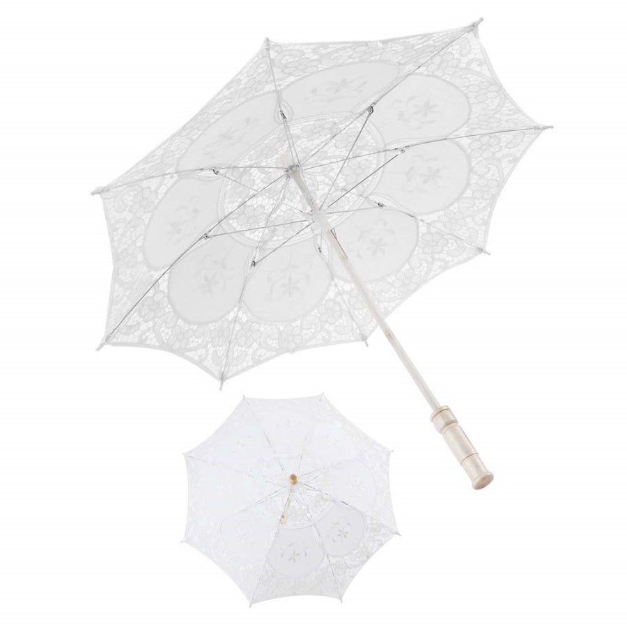 Ombrelle de mariage en dentelle, mini parasol pour mariée. Accessoire idéal pour fête, danse et séance photo.Beige - 2