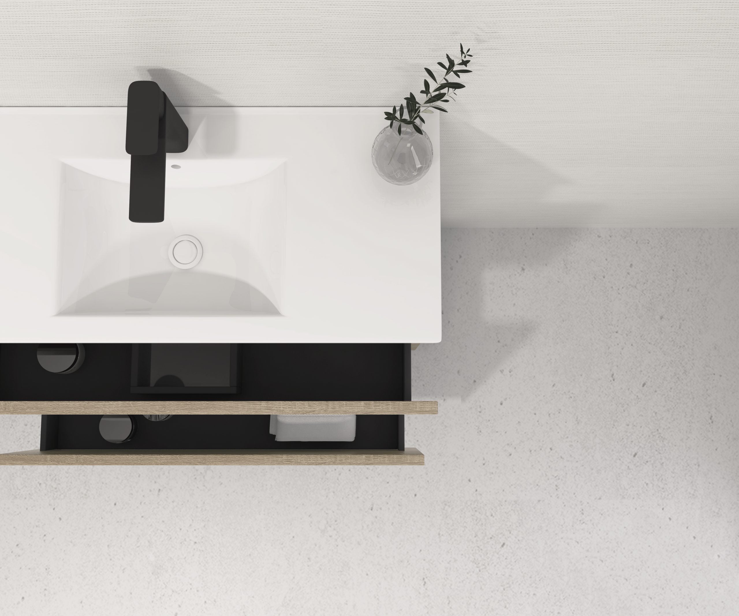 Ensemble de meubles de salle de bain Avantarea CARCANS, chêne Bardolino 80 cm + vasque + miroir simple - 3