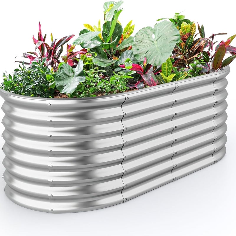 Metalowa Donica, Odporna na Rdzę Skrzynka na Rośliny z Otwartą Podstawą, Zewnętrzne Łóżko Ogrodowe na Kwiaty, Trawę, Warzywa, Ogród Warzywny