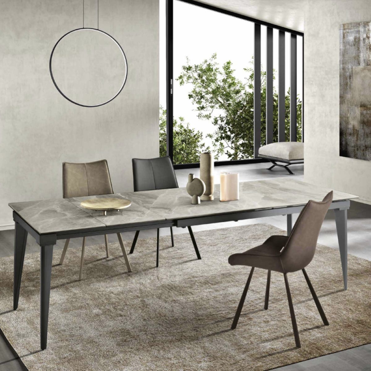 Tavolo allungabile 240 cm ULISSE con top grès porcellanato effetto