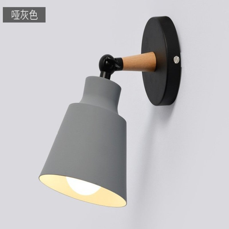 Skandynawska Kreatywna Lampa Ścienna z Litego Drewna Macaron Do Sypialni Przedpokoju Pokoju Dziecięcego Jako Oświetlenie Przed Lustro Lampa Nocna Bez