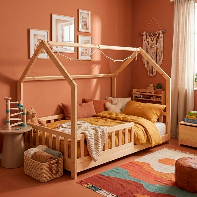 Cama infantil Cabaña BOSCO 90x190cm WELLHOME Cama infantil montessori