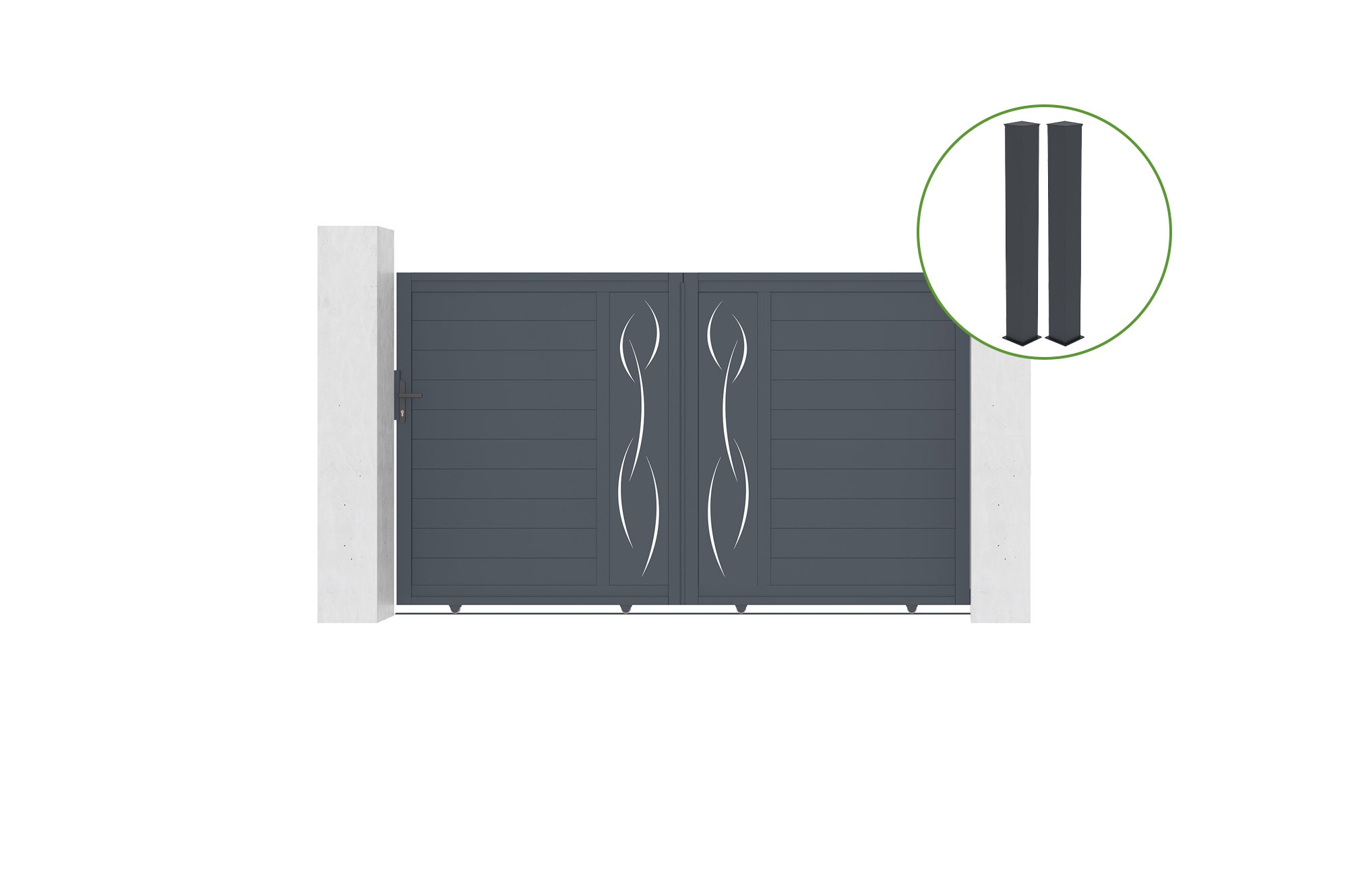 Brama przesuwna 3m SUNNY wys. 180cm aluminium szare + 2 słupki 20x20cm wys. 190c