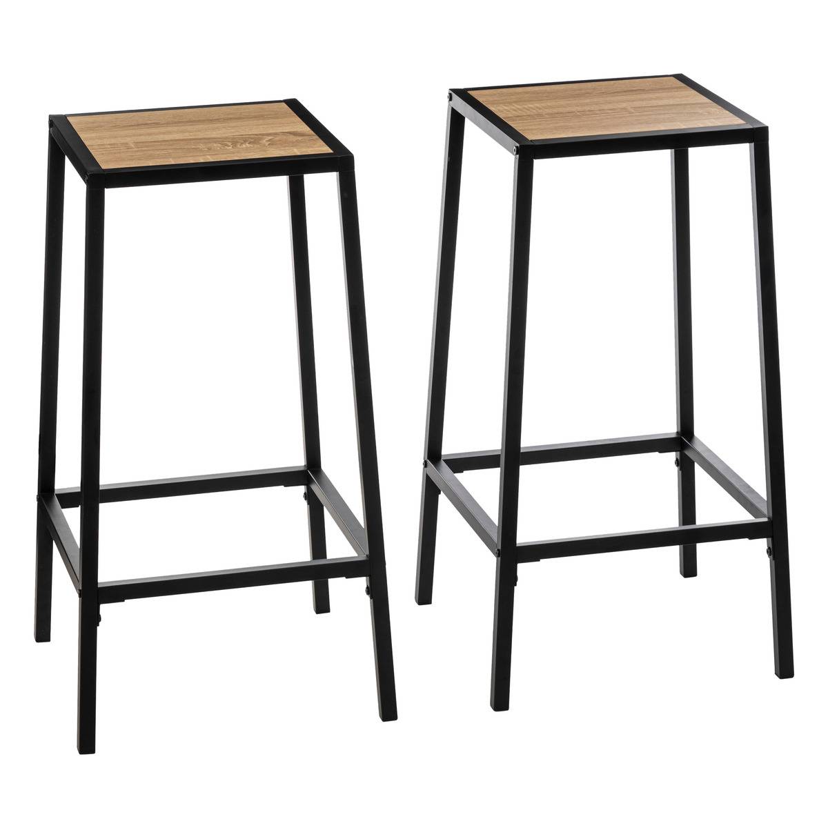 5Five Simply Smart 5Five, Set Di 2 Sgabelli Da Bar Aliaj Effetto Rovere Naturale Negro , Leroy Merlin