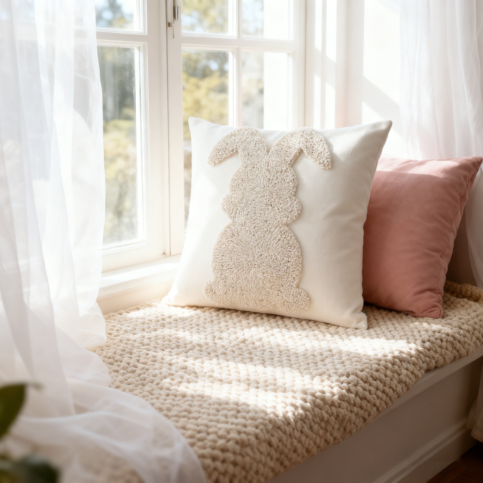 Housse de coussin décorative de Pâques, motif lapin, 45x45 cm, convient pour le salon, la chambre, le canapé (coussin non inclus) - 3