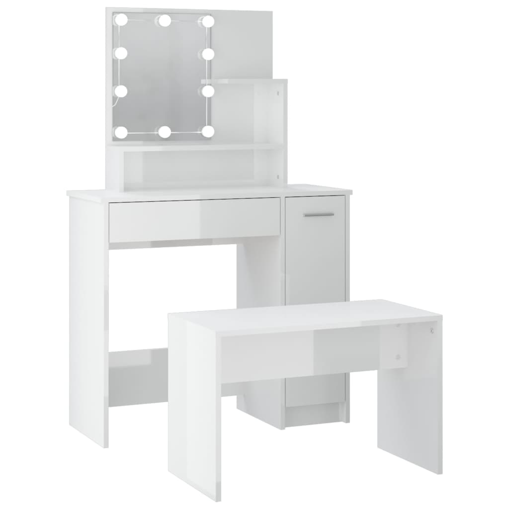 GYMAX Ensemble de Coiffeuse pour Enfants,Table de Maquillage avec Miroir à Lumière Réglable en 3 GYMAX Ensemble de Coiffeuse pour Enfants,Table de Maquillage avec Miroir à Lumière Réglable en 3