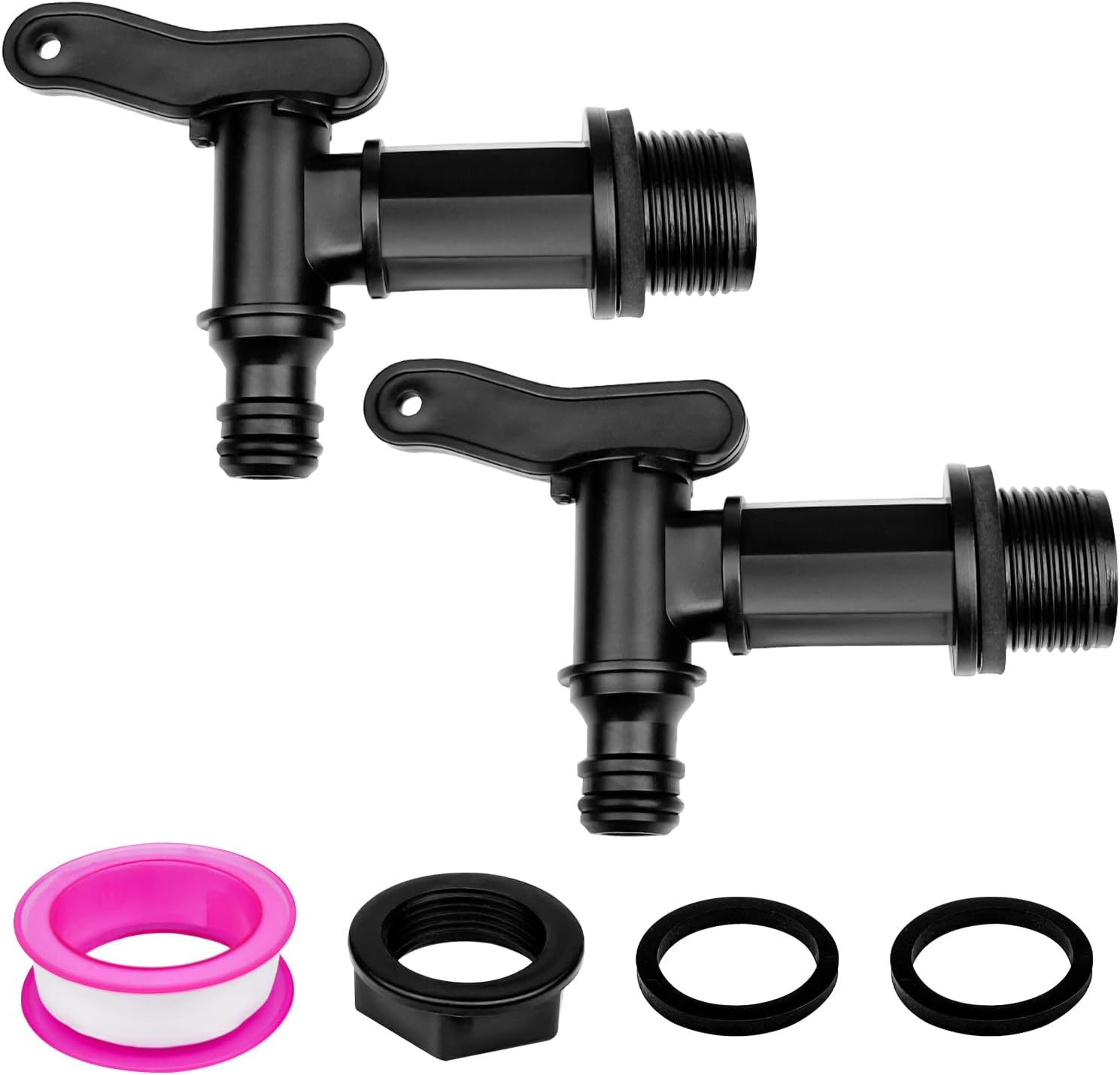 Kran do zbiornika zewnętrznego, kran z plastikowym pojemnikiem, kran do zbiornika 3/4", zawór adapterowy, przelew, zestaw adapterów do zbiornika,