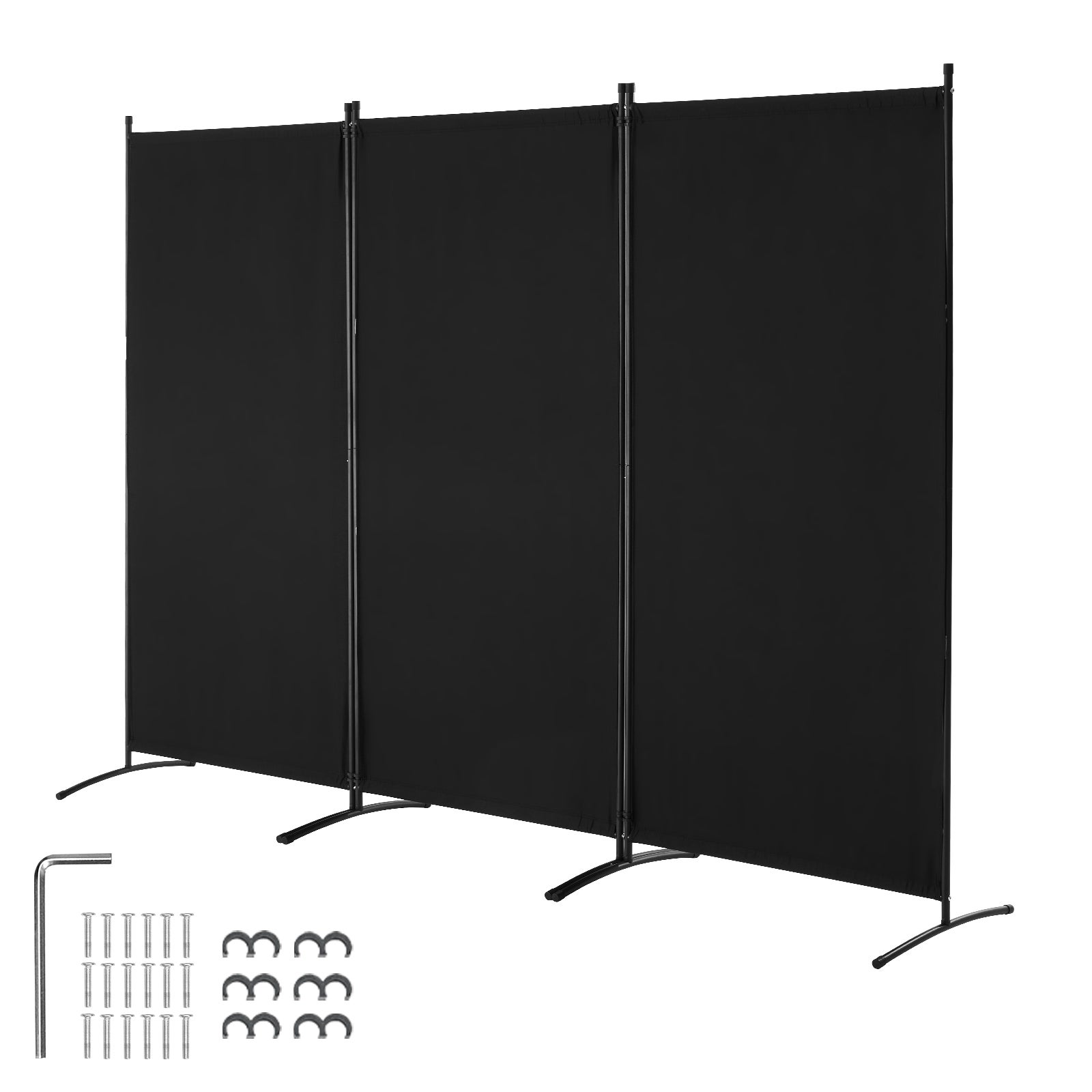 Parawan oddzielający pokój 260 cm 3-panelowy czarny ekran prywatności do biura VEVOR