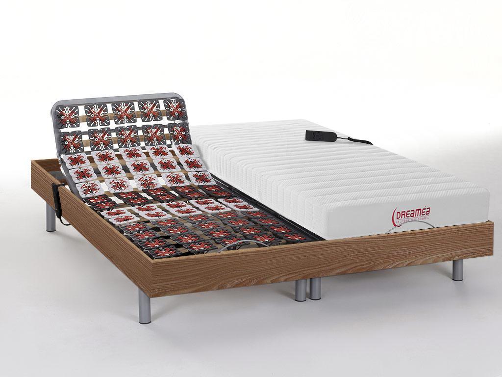 Łóżko elektryczne z funkcją relaksu z materacem z lateksową warstwą wierzchnią - 2 x 90 x 200 cm - Naturalne jasne - ETHER YSMÉE