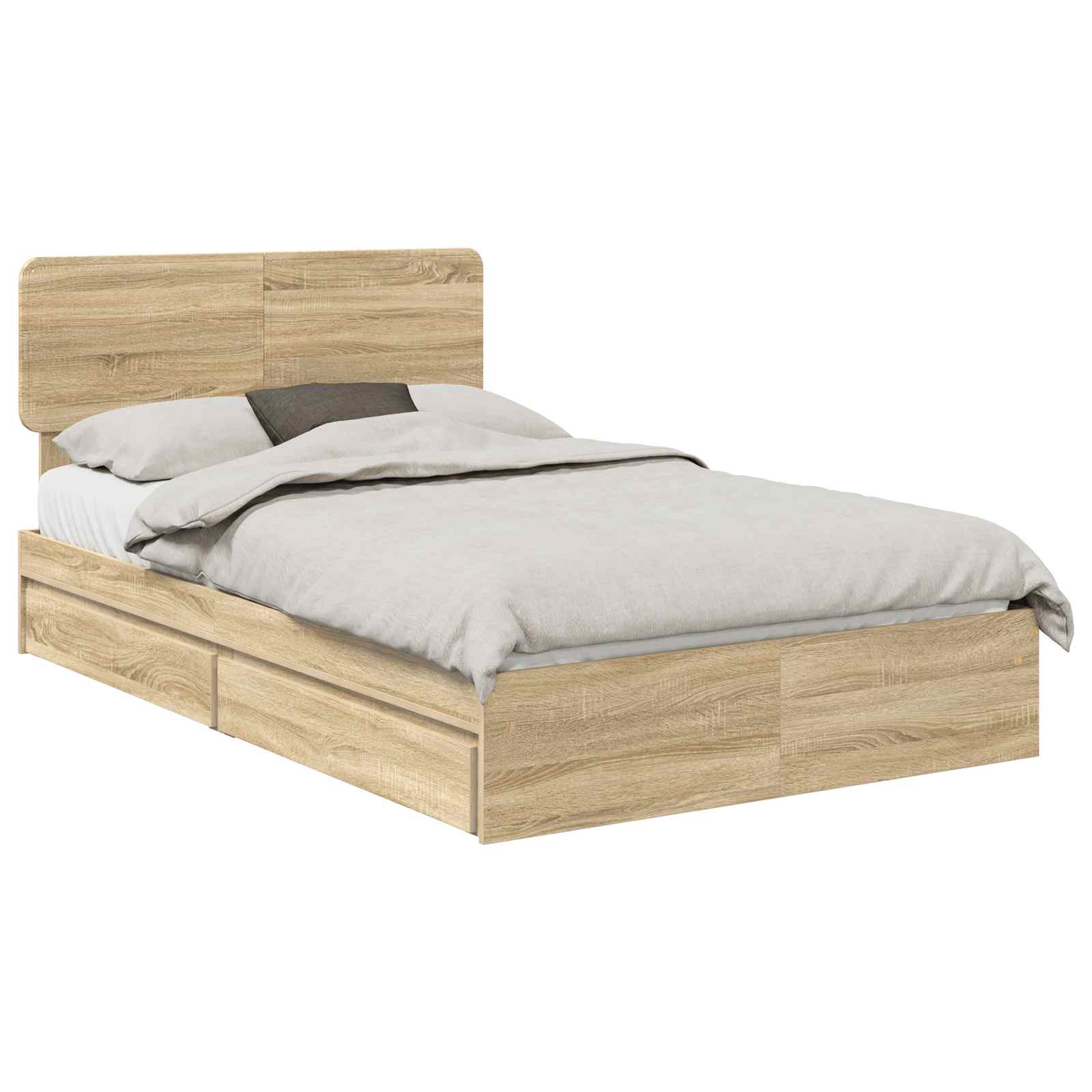 Lit de Rangement Chêne 135 x 190 cm Bois d'ingénierie - 2