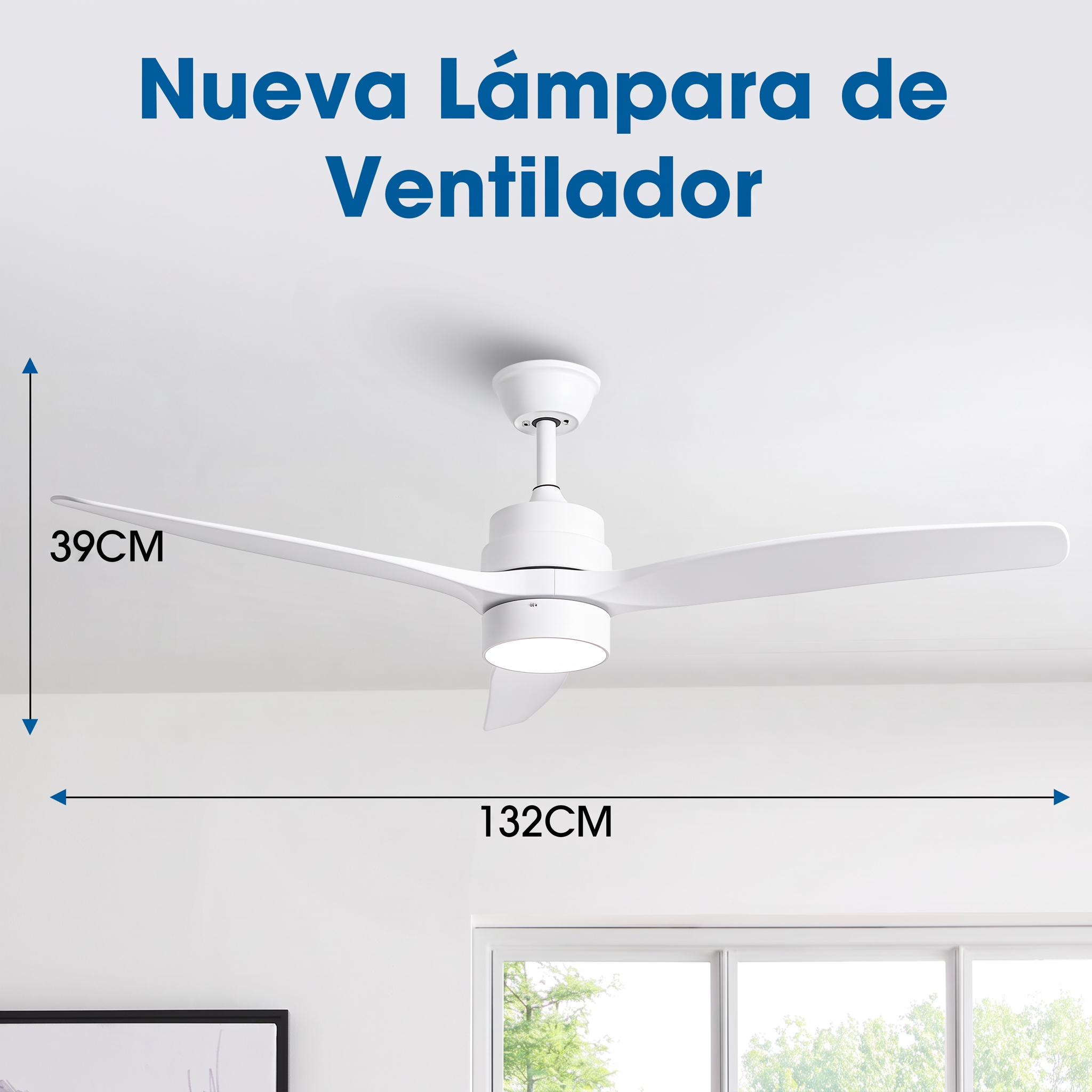 Ventilador de techo con luz LED silencioso DC con mando Parrot Uncle blanco 132 cm invierno-verano 6 velocidades - 7