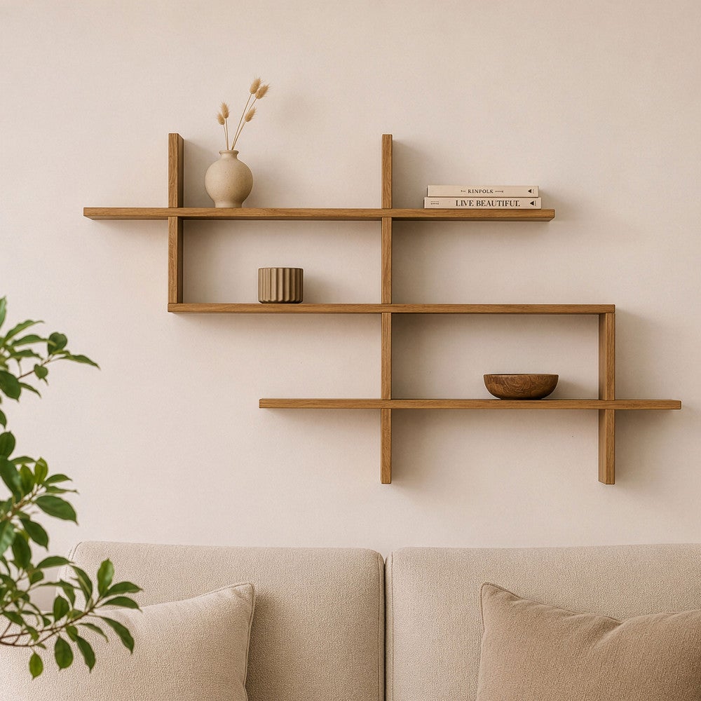 Graph - Étagère murale en bois L150cm - Bois clair - 3