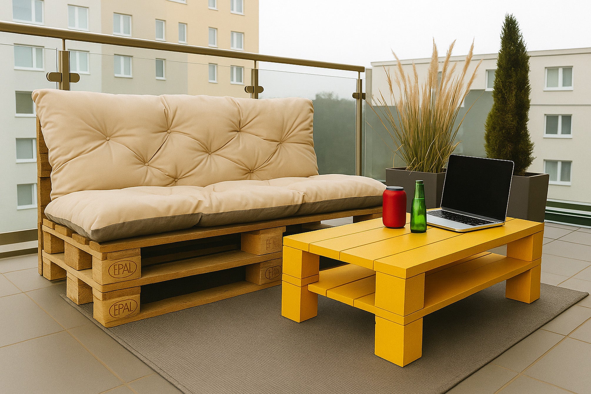 Coussin de jardin pour une palette de 120 x 50 x 50 cm Beige Intérieur Extérieur Setagrden - 3