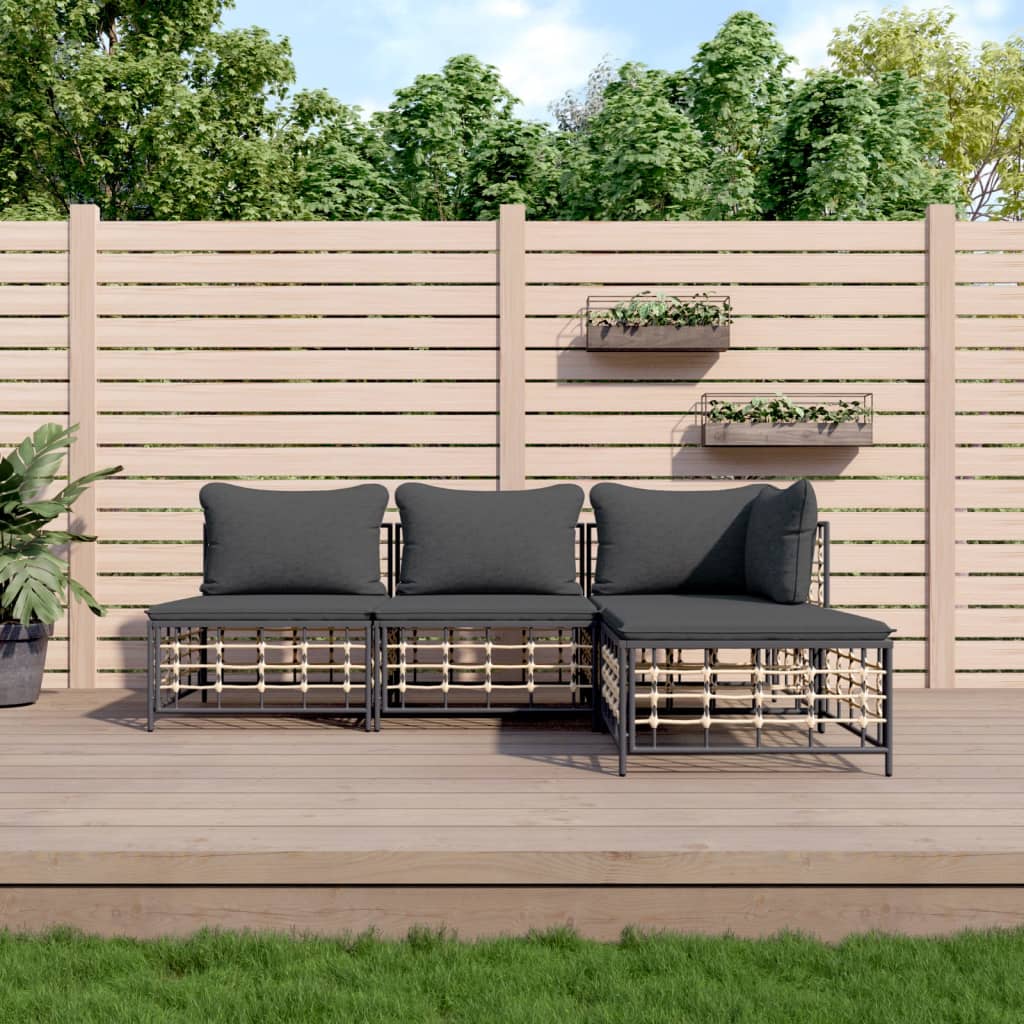 Set di mobili da giardino LIPARI in resina intrecciata nera - cuscini grigi | Leroy Merlin Set di mobili da giardino LIPARI in resina intrecciata nera - cuscini grigi | Leroy Merlin