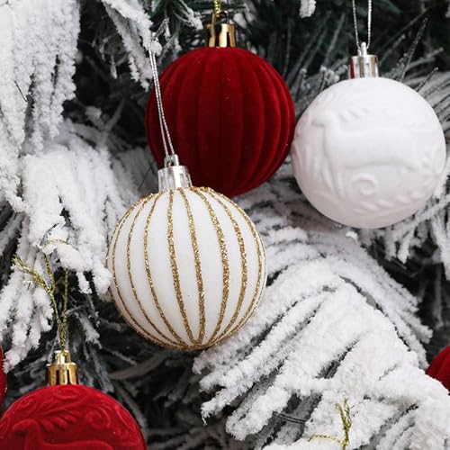 12 Palline di Natale in Velluto, Floccate, Antiurto, per Decorazioni di Natale (Multicolore-01) - 2