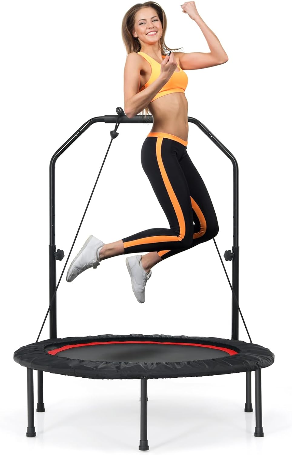 Składana Trampolina Ø 101 cm z Regulowanym Uchwytem dla Dorosłych i Dzieci, Nośność 150 kg