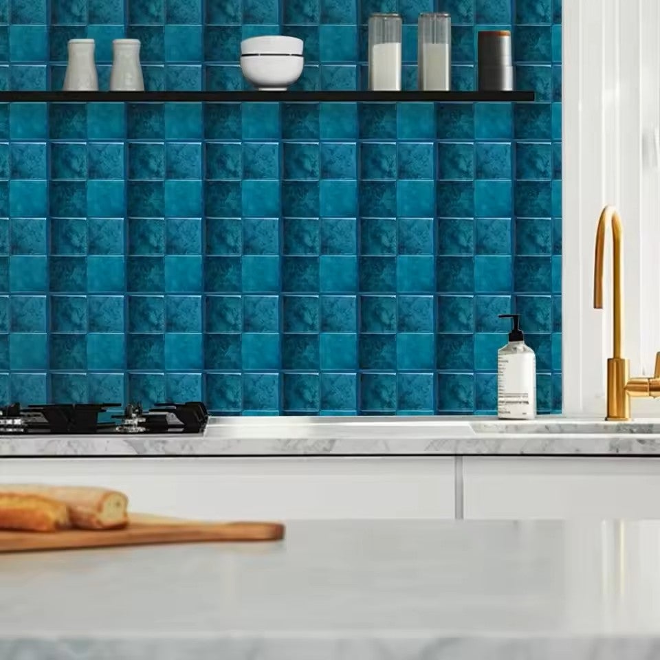 Panel Kuchenny Niebieski - 5 Szt. Dekoracyjnych Wodoodpornych z Efektem 3D do Nowoczesnej Kuchni