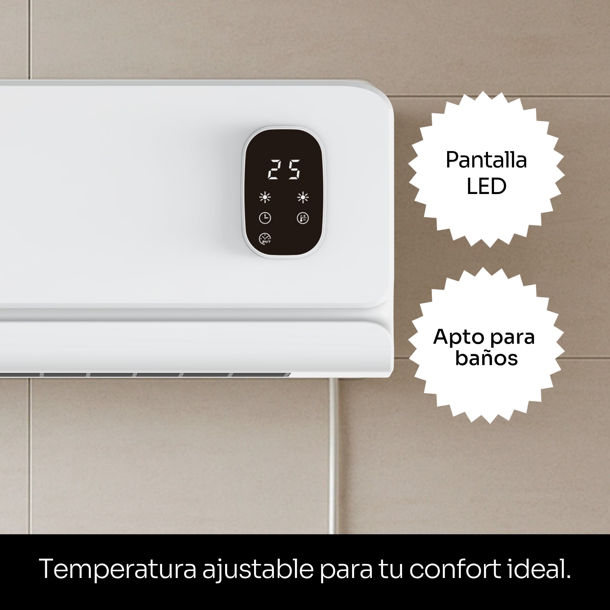 Aquecedor de parede de baixo consumo Mellerware – Homy Wall | Cerâmico | 2000 W | Temporizador | 2 níveis de temperatura | Visor LED | Controle remoto - 5