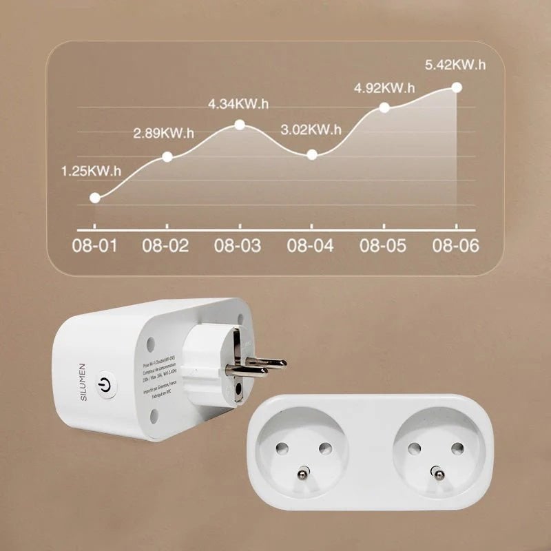 Prise Connectée WiFi Double avec Minuteur et Compteur de consommation - SILAMP - 4