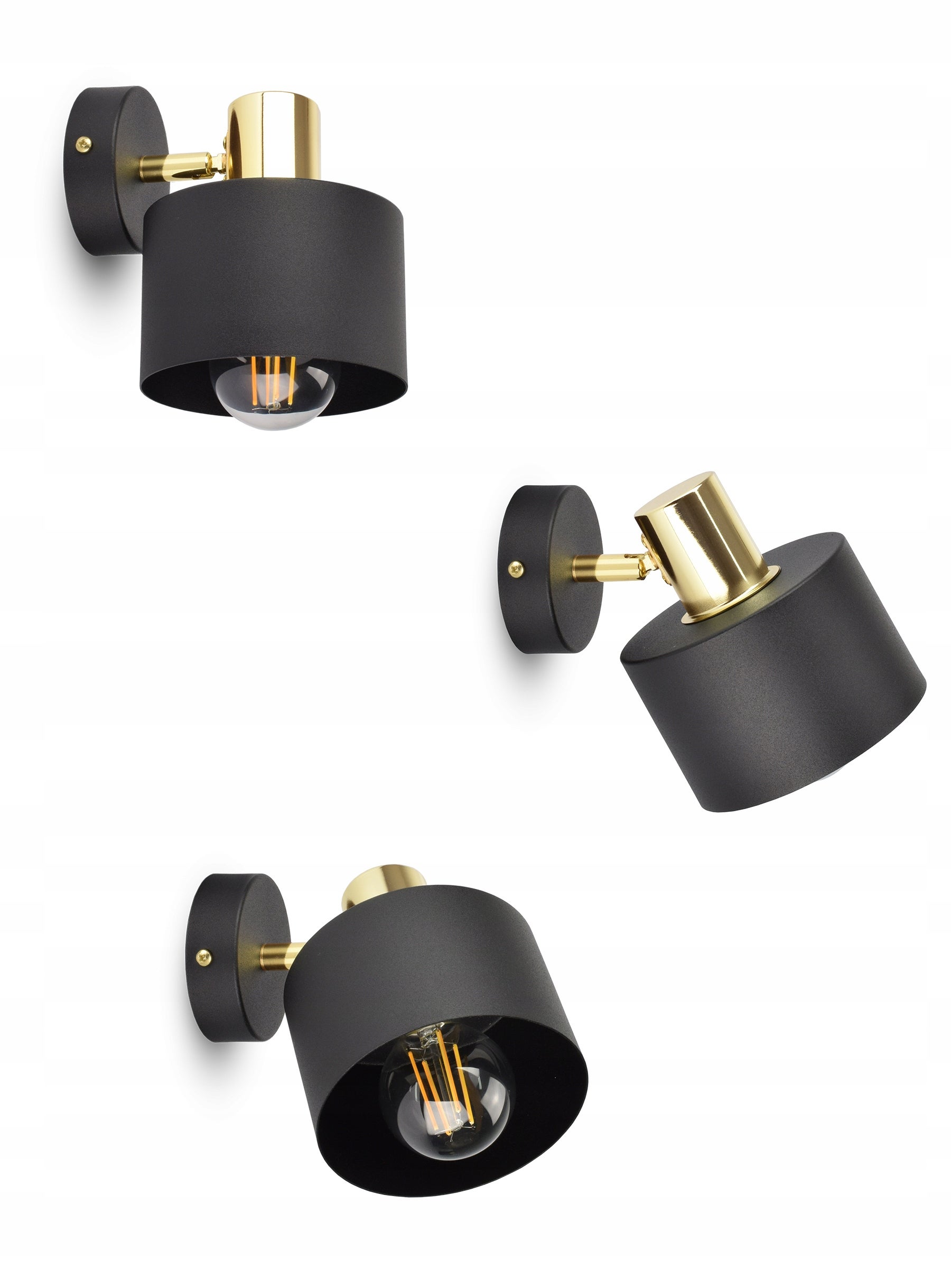 Kinkiet Lampa Ścienna Classic Spot Czarna Złota 482-K1 LED E27 - 2