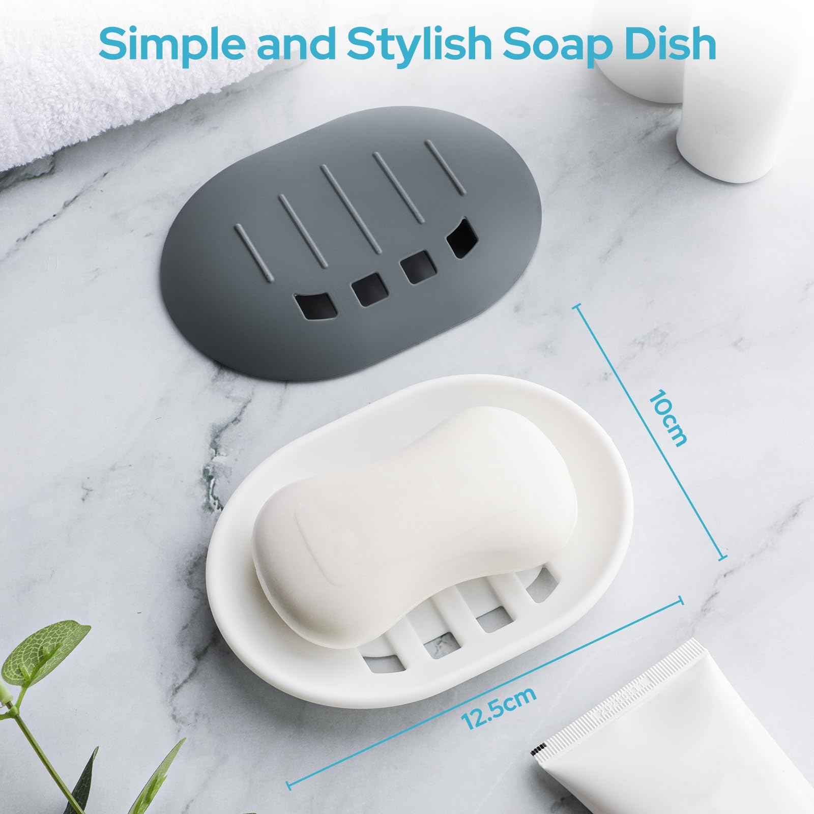 Portasapone In Silicone - 2 Pezzi Grigi, Antiscivolo E Scolante Per Bagno/Cucina