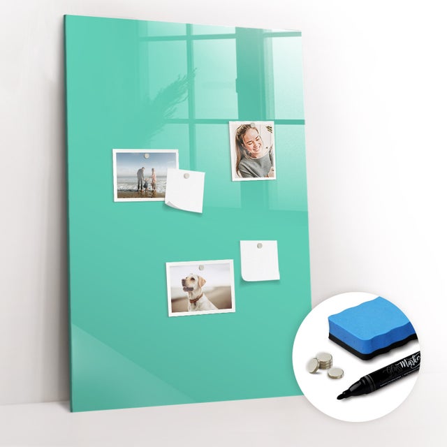 Lavagna Magnetica Murale, Tulup - 60x90 cm - Couleur turquoise, 5 magneti, una spugna, un pennarello nero