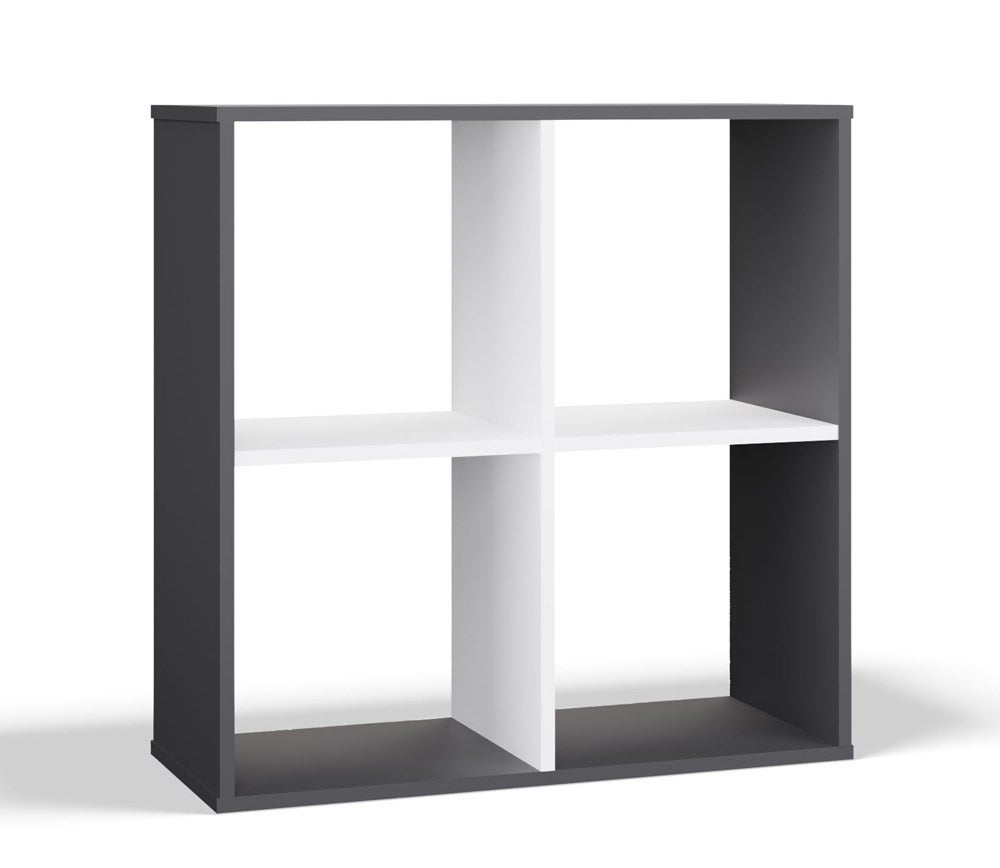 Regał Topeshop Malax 2x2 Antracyt Biały 75x75x30 cm