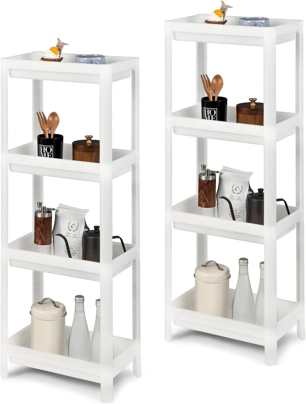 Scaffale A Scala 4 Livelli Con Porta E Cassetti - In Legno Bianco, 117x117x30 Cm, Divisorio Per Stanza