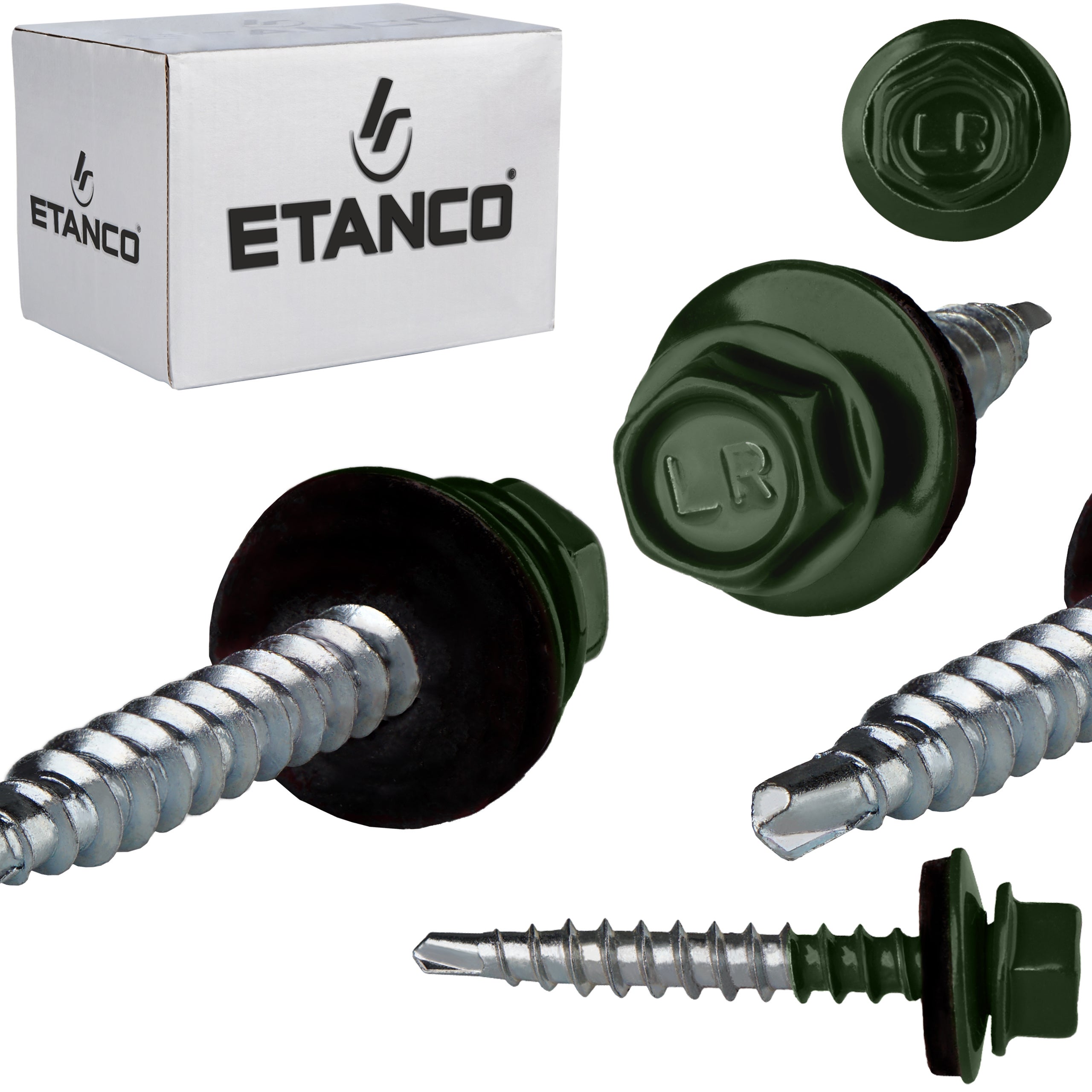 Wkręty farmerskie Etanco GTF2 Z14 4,8x35 mm RAL 6020 samowiercące 250szt