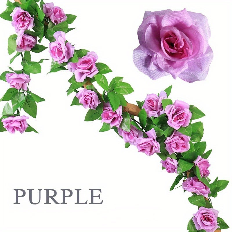 ASTNIC Ghirlanda di fiori artificiali, 9 pezzi, 20 m, rose rampicanti artificiali in seta, resistenti ai raggi UV, da appendere, decorazione per feste di nozze, casa, giardino, parete, camera da letto