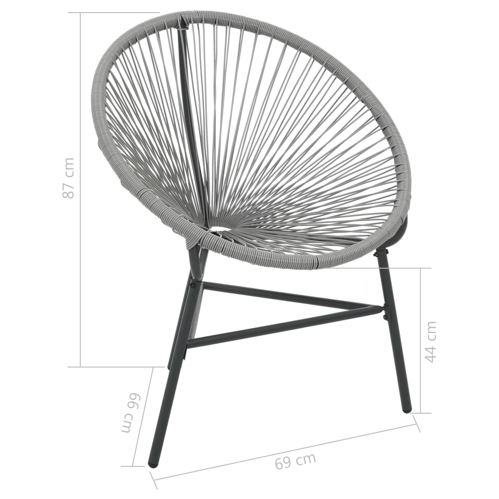 Chaise de jardin | Siège de Terrasse | Chaise d'extérieur sous forme de lune Résine tressée Gris CFW598869 - 7