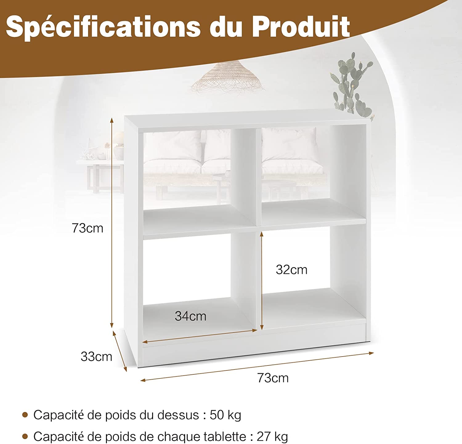 COSTWAY Set di librerie in legno con dispositivo antiribaltamento, Libreria autoreggente, per studio, bagno, soggiorno (Bianco) - 5