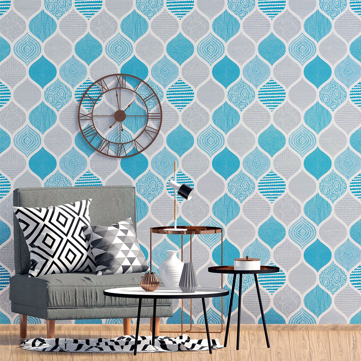 Adesivo carta da parati scandinava egil - Sticker adesivo - adesivi murali - 60x60cm - 5