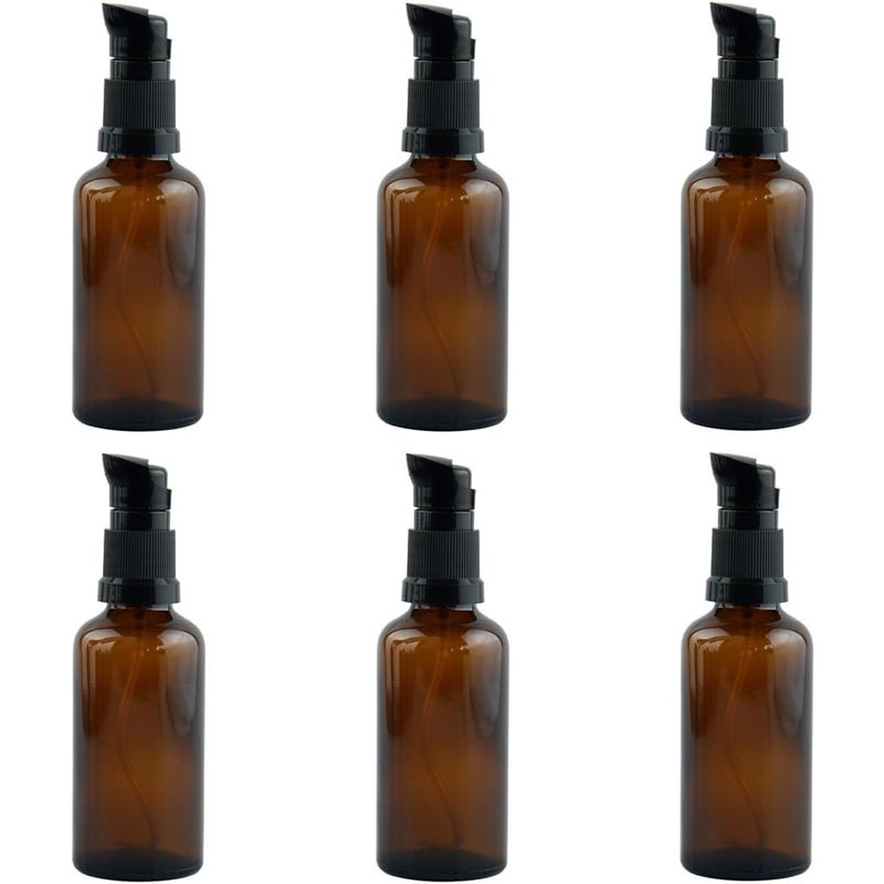 30 ml puste butelki wielokrotnego użytku, 6 butelek szklanych z pompką, puste butelki szklane z pompką do ponownego napełniania w kolorze bursztynowym