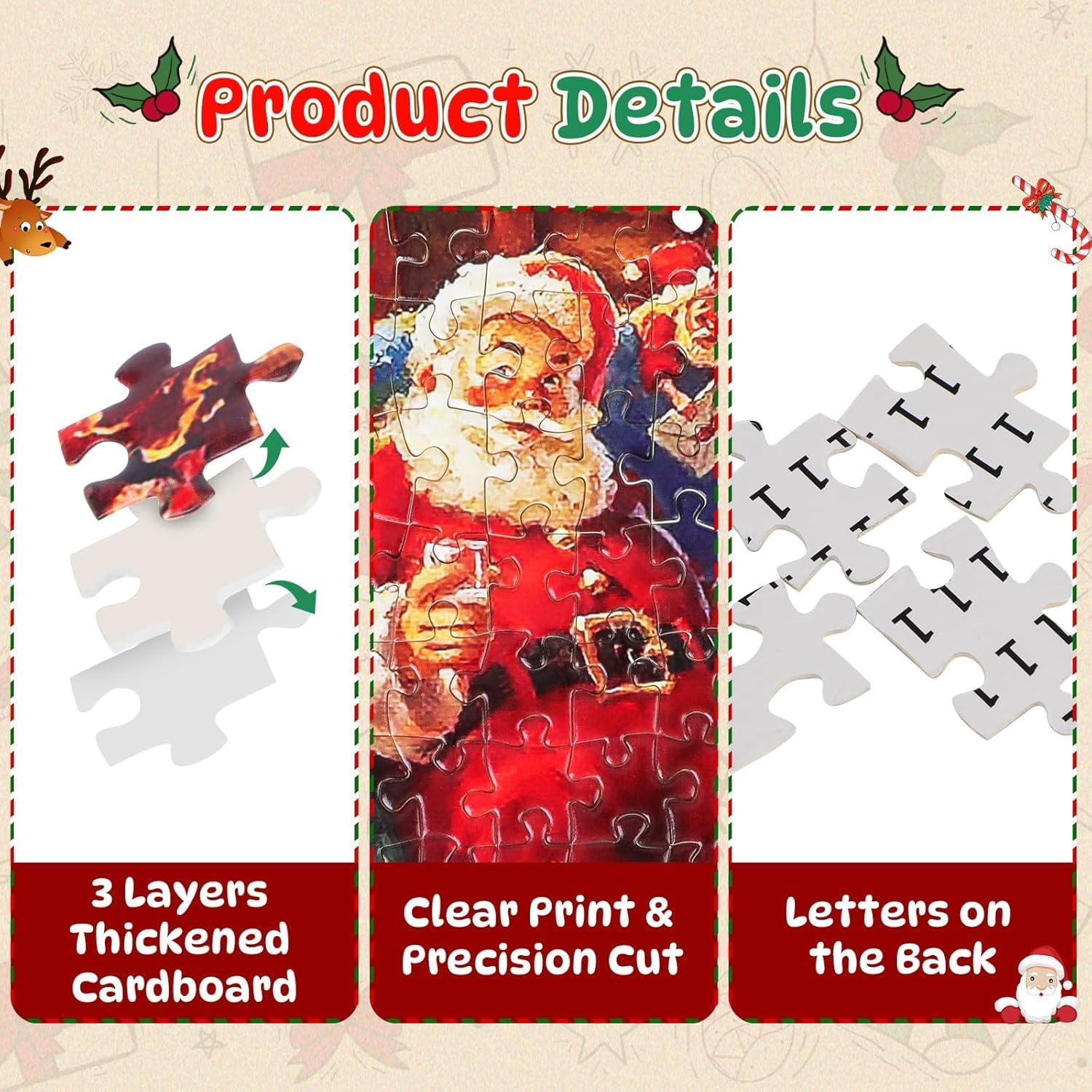 Calendario dell'Avvento in legno con puzzle. 1400 pezzi - Italia