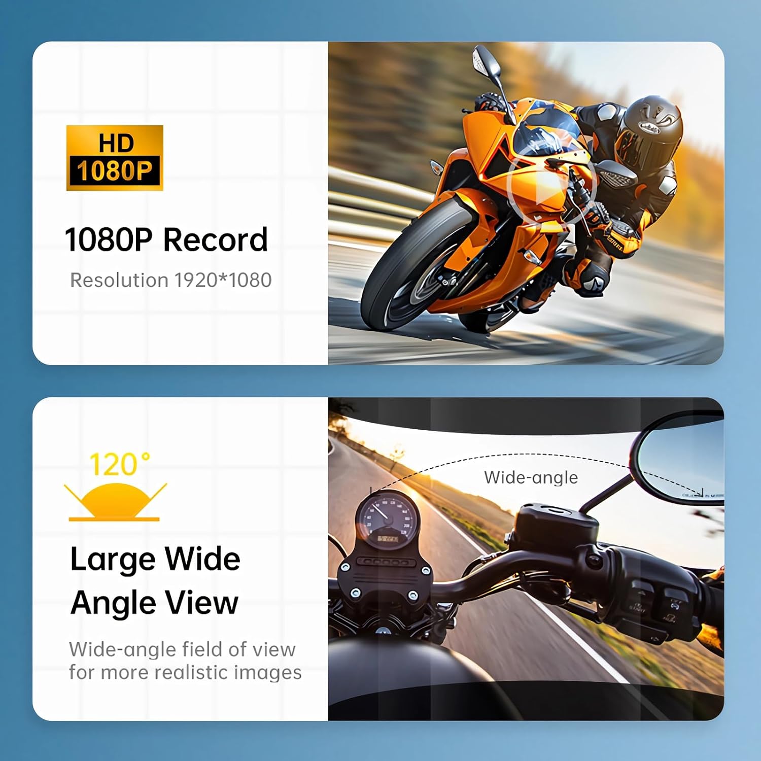 Moto Dashcam BT5.4,Motorcycle Helmet Headset avec Caméra 1080P,Intercom Casque Moto 1v1 Multimarques,Multitâche Audio.Navigation en Temps Réel de l’Ap - 3