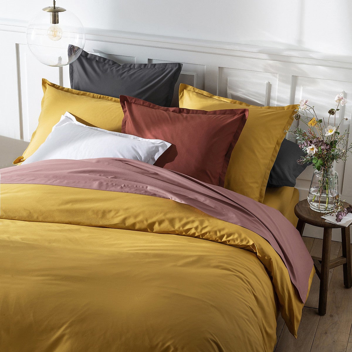 Drap plat uni percale de coton Scenario - Lin - 150 x 250 cm - 5