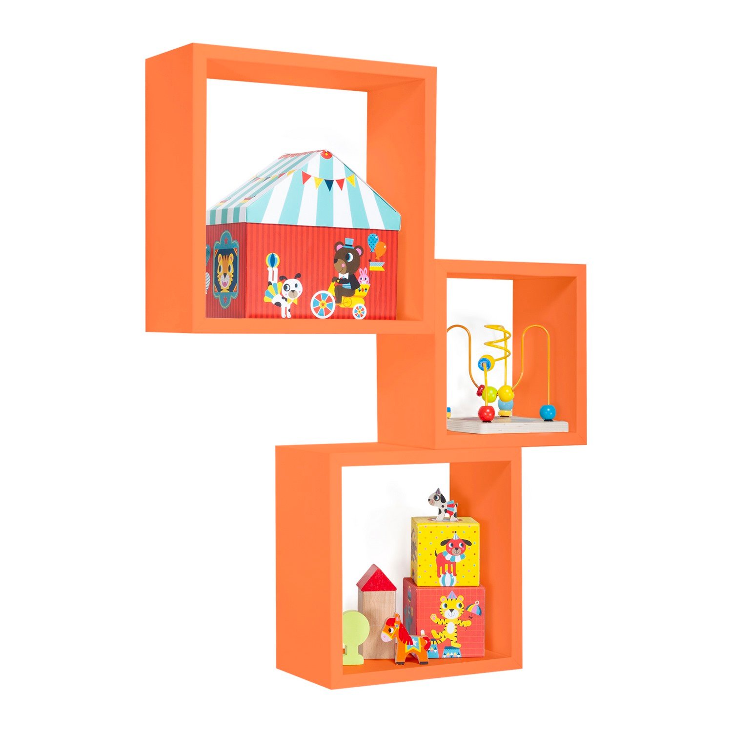 Étagères cubiques murales Lot de 3 cubes modulaires Orange mod. InCubo - 2