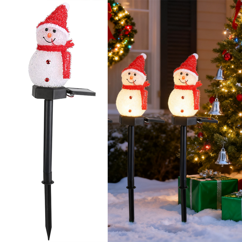 Świąteczna lampa solarna w kształcie bałwana, wodoszczelna solarna lampa ogrodowa, zewnętrzna świąteczna lampa ścieżkowa, dekoracje świąteczne