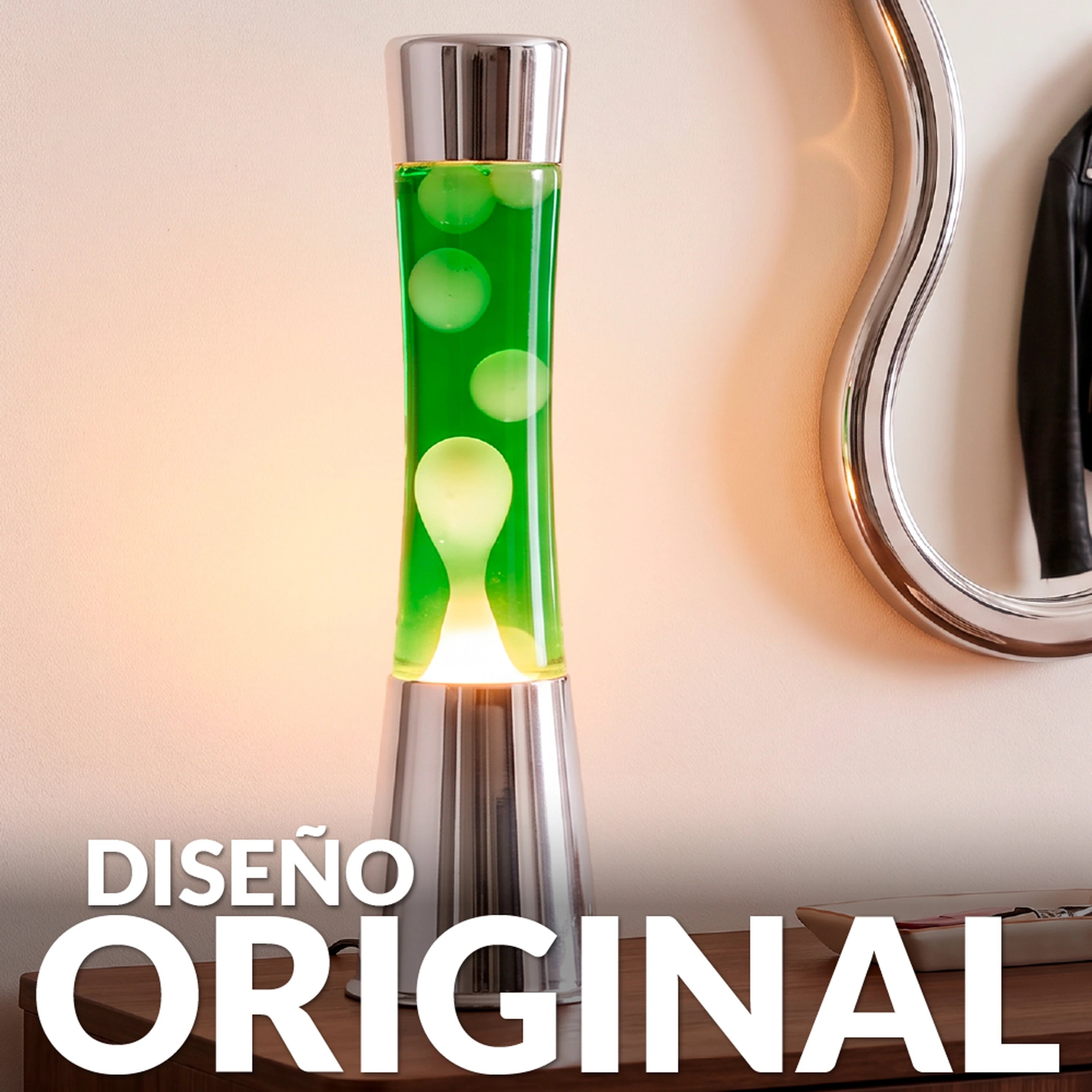 Lampe à poser en métal et verre Lave argent / vert Fisura - 3