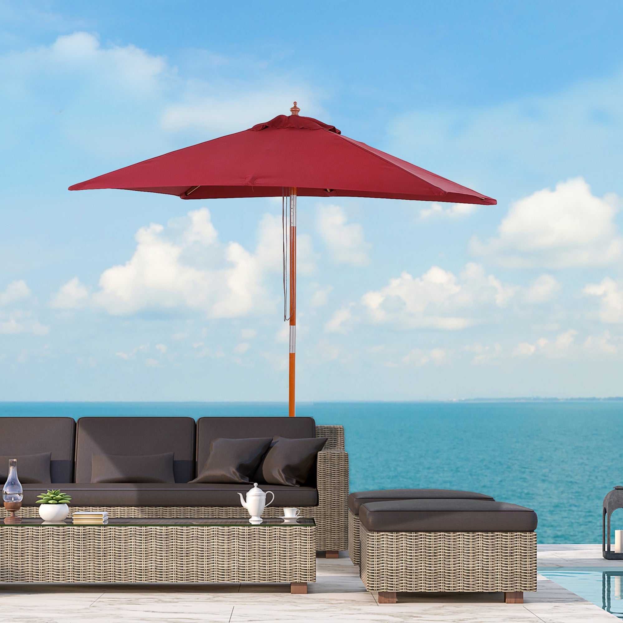 Parasol De Jardin Exterieur Rectangulaire De 2x3m, Grand