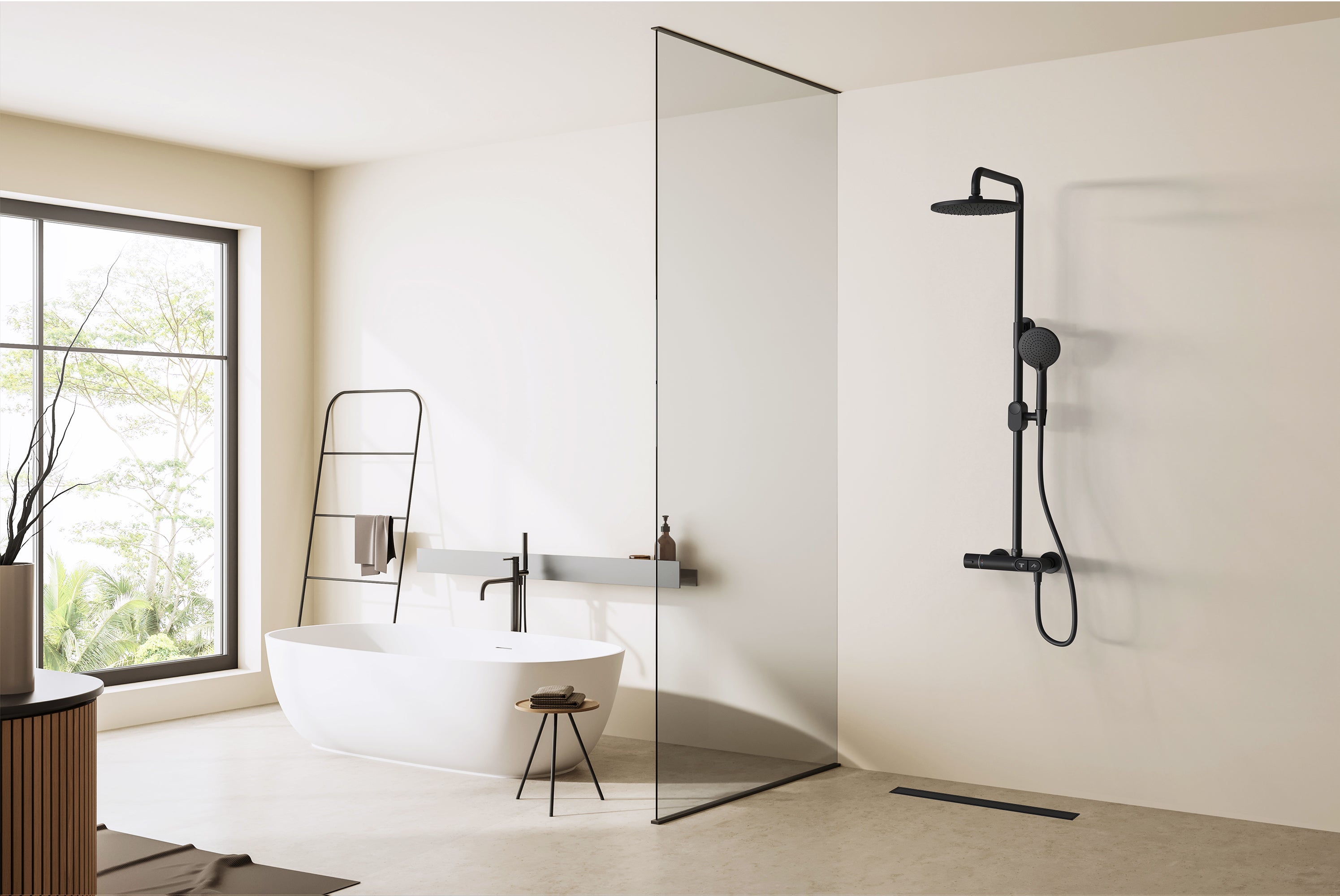 Ralo para chuveiro italiano reversível na cor preto fosco, para ser revestido, com 60 centímetros da marca NOYON & THIEBAULT. - 4