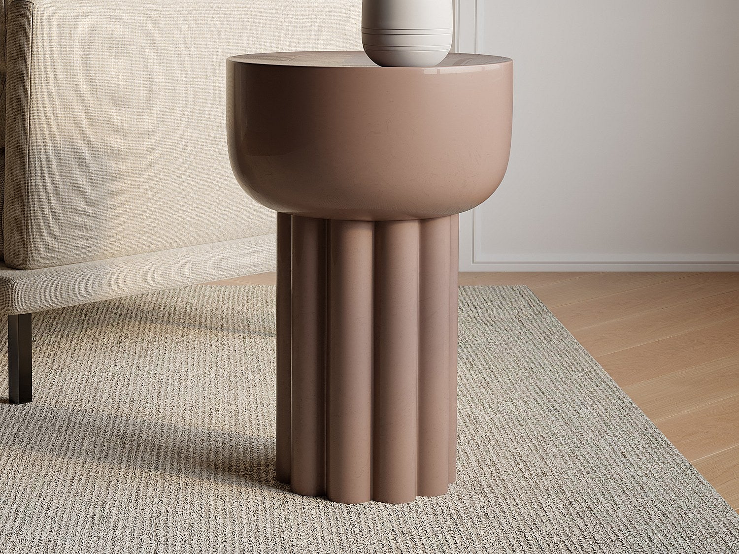 Stolik dostawiany z metalu - Beżowy - NILARA