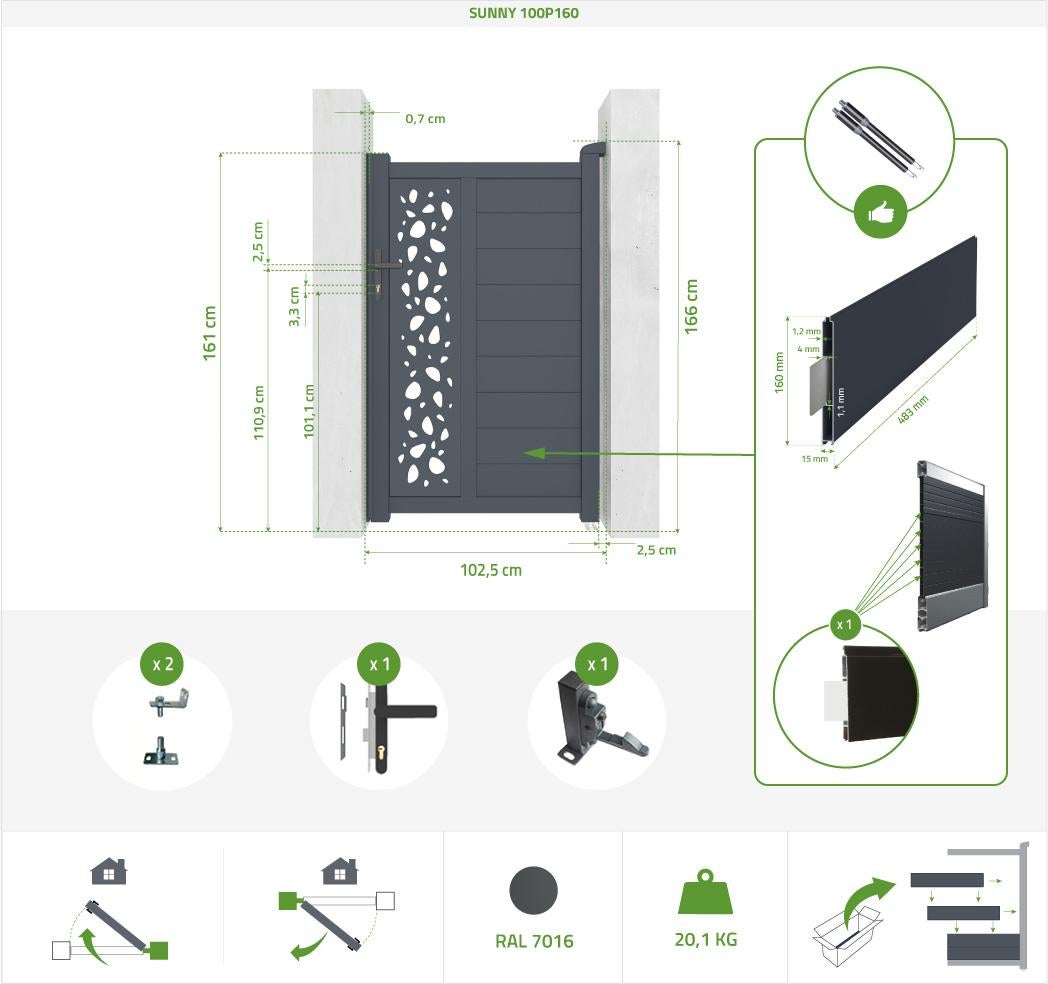 Pack cancello battente SUNNY 400B160 + Cancello SUNNY 100P160 - 3